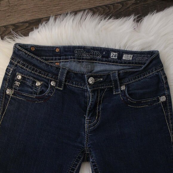 Miss Me Jeans Womens Low Rise Skinny Dark Wash Size 28 *Read* - Picture 5 of 15